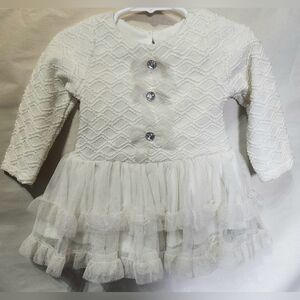 Nannette Baby 12 Mo. Elegant Ivory Kids Textured / Tulle Dress